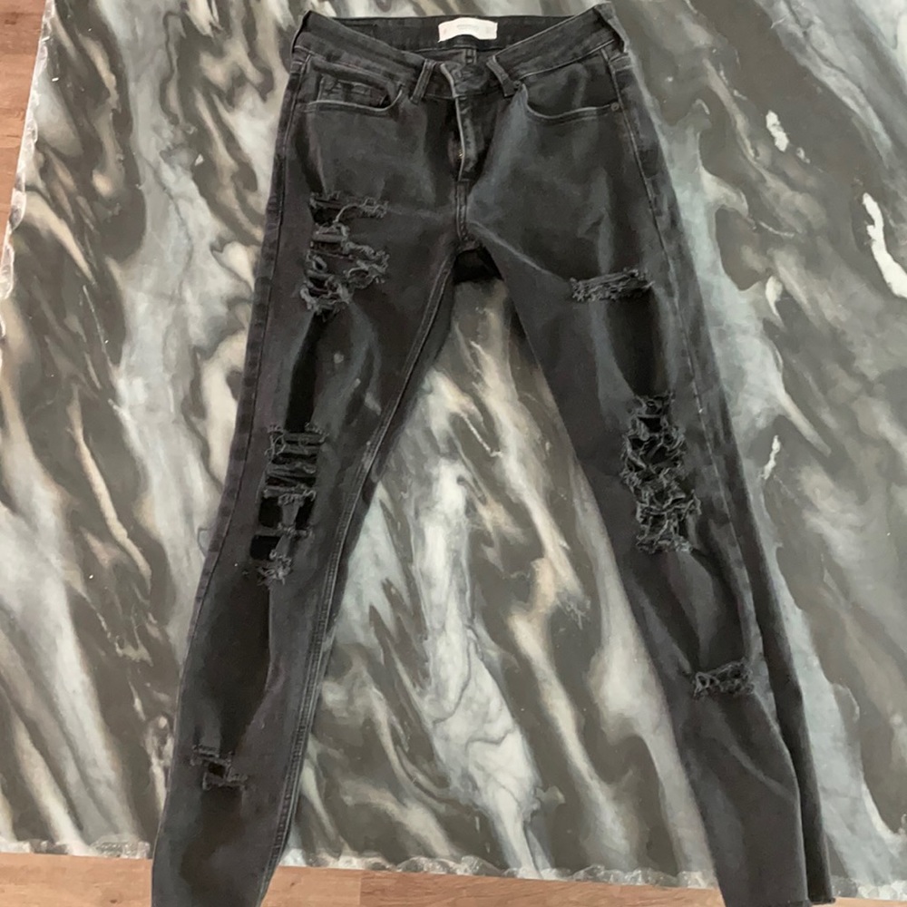 Mango black ripped jeans